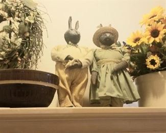 antique bowls and bunny pair