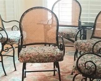 6 unique metal chairs, great for indoor or outdoor dining 