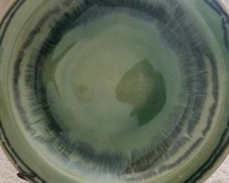 Large green pottery plate