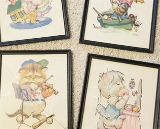 Vintage cute framed art, one has a broken glass