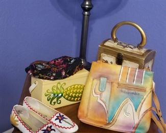 Vintage purses, one awesome vintage Anuschka one 