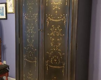 Stunning hand painted black with gold armoire