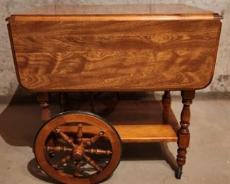 Vintage rolling tea beverage cart with slideouts