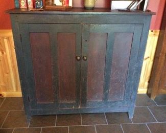 An early Virginia jelly cupboard or food safe in original paint. 53x21x50” tall