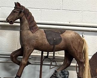 ANTIQUE WOOD ROCKING HORSE