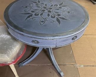 HAND PAINTED DRUM TABLE