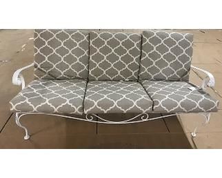 WROUGHT IRON COUCH AND 3 CUSHIONS