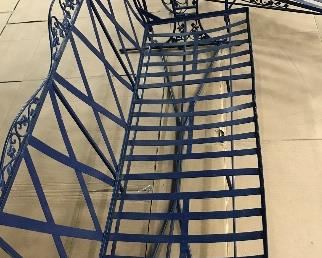 WOODARD GLIDER IN NAVY BLUE ENAMEL , MATCHING CHAISE LOUNGE, ROCKER CHAIR, CHAIR. READY FOR YOUR PATIO