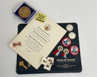 Political Memorabilia Lot
JFK LBJ Democrat Truman Ford Carter Coins