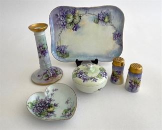 Mixed Set Bavarian Purple Violet Floral Decorative Porcelain