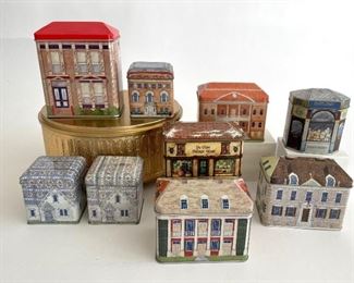 Lot of Vintage Storage
Tins - 9 House + 1 Biscuit 