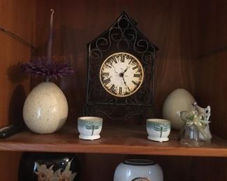 dragonflies, bric-a-brac, dishes, candles, cups, glass ware, Christmas 