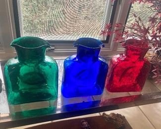 Blenko glass pitchers