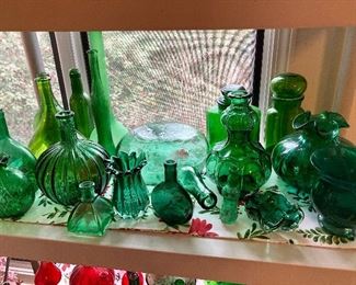 Empoli, Czech, and other art glass bottles