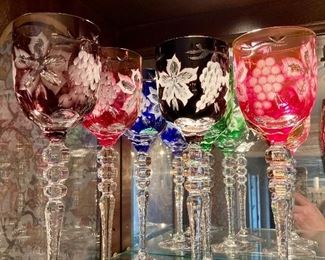 Czech crystal cut to clear wine glasses 