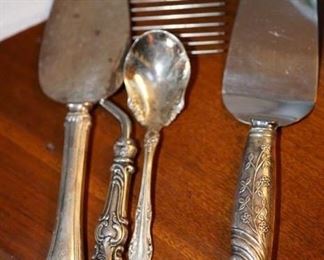 sterling and silverplate vintage serving pieces and spoons