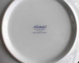 Underside of Noritake Crestwood Platinum china.