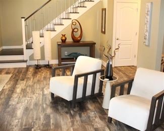 Mitchell Gold & Bob Williams chairs and pull-up table.