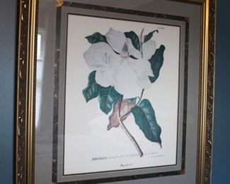 Beautiful framed and matted Magnolia print.