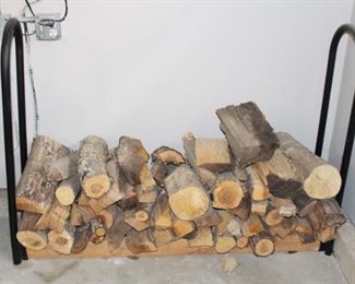 Fire wood rack with seasoned fire wood.