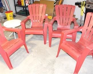 Resin patio chairs.
