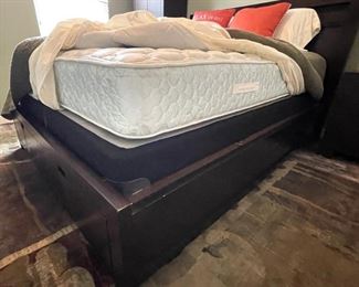 Detail of footboard shown with two drawers.