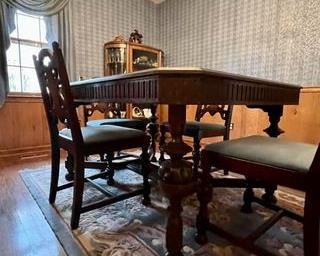 Rug and Jacobean dining table and chairs