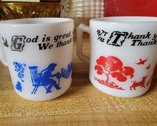 VINTAGE MILK GLASS MUGS