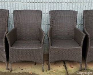 Set of 4 Brown Outdoor Wicker Chairs