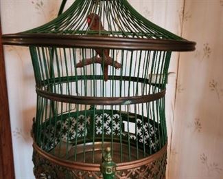 Metal Antique Birdcage with cast Iron base