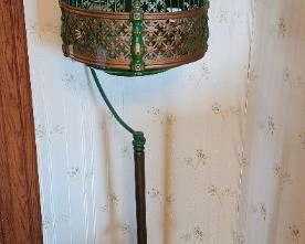 Metal Antique Birdcage with cast Iron base