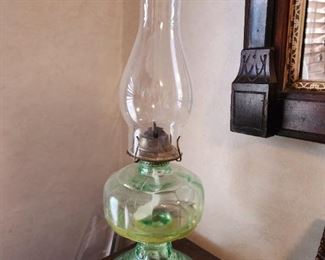 Depression glass Hurricane lamp