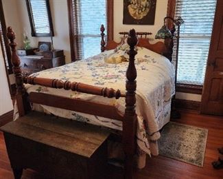 19th Century  4 post Walnut Double bed