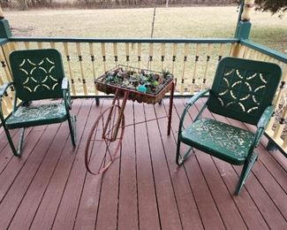 Antique metal chairs
