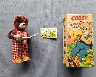 1950's Japanese Toy, Cubby The Reading Bear toy