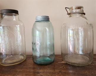 Antique jars including Mason