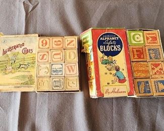 Antique Illustrated toy Cubes and American Alphabet blocks