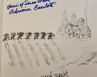Disneys Kingdom Editions Snow White And The Seven Dwarves sketch book Autographed by Marc Davis and Adriana Caselotti Voice of Snow White