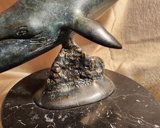 Bronze Blue Whale, by Randy Puckett 1983.  118/250 on marble base, 10"x3 1/2"x5"