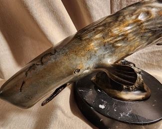 Randy Puckett Bronze Sperm Whale sculpture on Marble base 98/250       1/60 scale   6 by 11