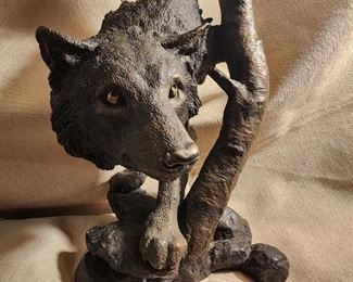 Lone Wolf 1995 Bronze Sculpture by Mark Hopkins 127/650 H 13.5 W 6 inches 