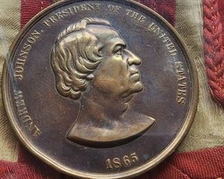 Andrew Johnson Peace Medal Bronzed 