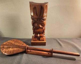 Hand Carved Nothern Native piece and Milo Wood piece