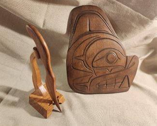 Milo Knife wood carving and Northern Native wood carving By Chester Joseph, Squamish British Columbia