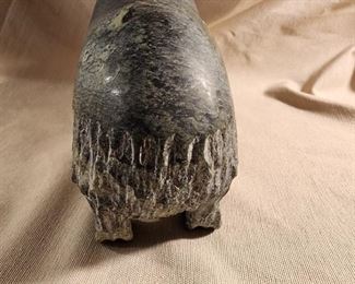 Inuit soapstone sculpture signed 7.25” in height