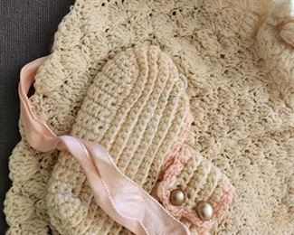 Antique Baby sweater and booties