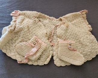 Antique Baby sweater and booties