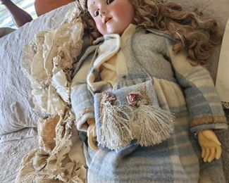 Antique bisque Heinrich Handwerck Doll that was was made by Simon and Helbig belonged to the child of Paola's Lumber Mill Tycoon including  original clothes of CHILD with picture if child