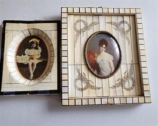 Miniature pictures in Ivory frames