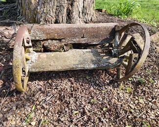 Wooden wagon wheel bench